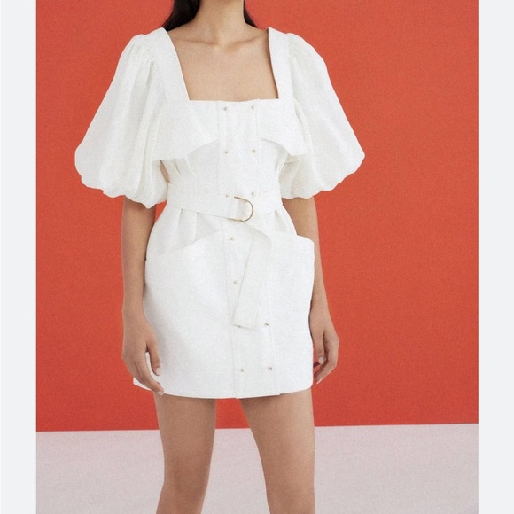 ACLER LOVELL belted puff sleeve DRESS NWT. US 2 / AU 6. Would fit size 0-2 - Picture 3 of 5